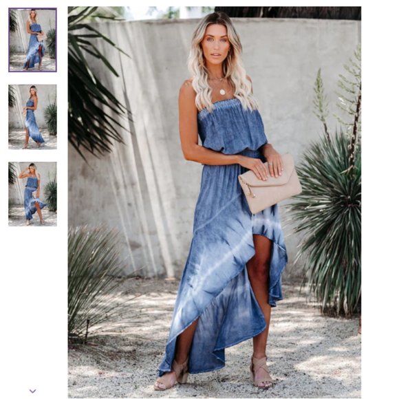 NWT Tie-Dye Strapless High-Low Maxi Dress | Size M - Picture 1 of 7